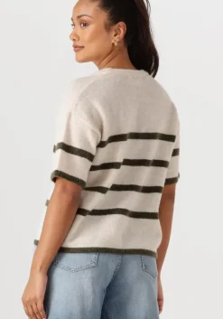 gebroken wit selected femme t-shirt slfmaline-liliana 2/4 knit o-neck