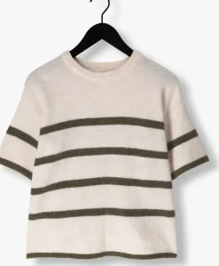 gebroken wit selected femme t-shirt slfmaline-liliana 2/4 knit o-neck