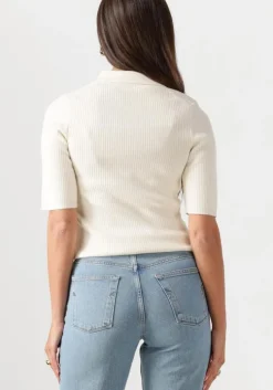 gebroken wit selected femme top slfhelen 2/4 knit collar