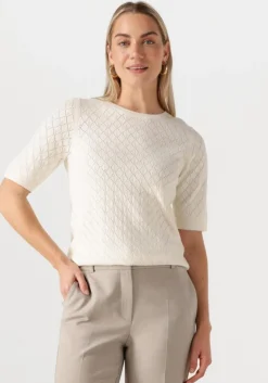 gebroken wit selected femme top slfhelen 2/4 knit boat neck