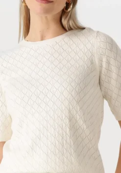 gebroken wit selected femme top slfhelen 2/4 knit boat neck