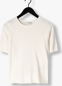 gebroken wit selected femme top slfhelen 2/4 knit boat neck
