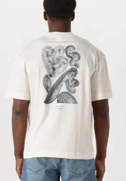 gebroken wit selected homme t-shirt slhrelaxwill license ss o-neck tee