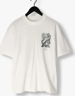 gebroken wit selected homme t-shirt slhrelaxwill license ss o-neck tee