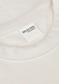 gebroken wit selected homme t-shirt slhrelaxcaleb ss o-neck tee