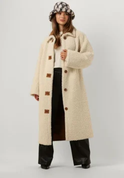 gebroken wit stand studio faux fur jas kenca coat