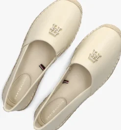 gebroken wit tommy hilfiger espadrilles th logo leather espadrille