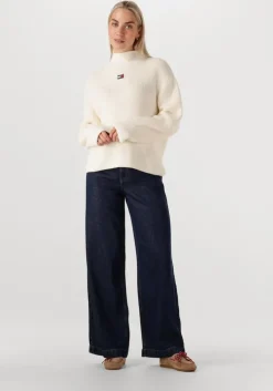 gebroken wit tommy jeans sweater tjw mockneck badge sweater