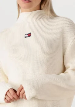 gebroken wit tommy jeans sweater tjw mockneck badge sweater