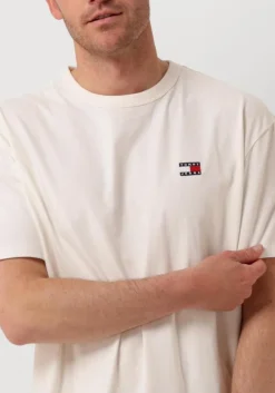 gebroken wit tommy jeans t-shirt tjm reg badge tee ex