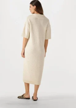 gebroken wit y.a.s. midi jurk yascibyl 2/4 long knit dress