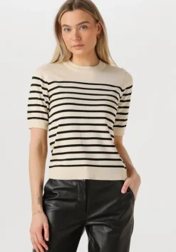 gebroken wit y.a.s. top yaslena ss knit pullover s. noos