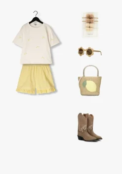 gele salty stitch korte broek stripes ruffle short