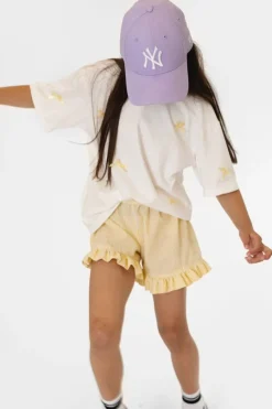 gele salty stitch korte broek stripes ruffle short