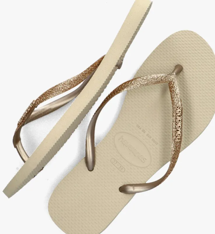gouden havaianas teenslippers kids slim glitter ii