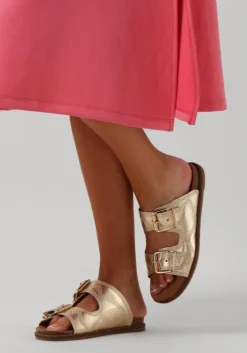 gouden lina locchi slippers led 2 band slipper met stiksels