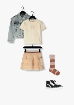 gouden nono minirok nika girls layered plisse skirt light gold