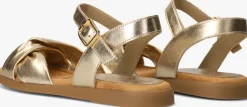 gouden unisa platte sandalen camel