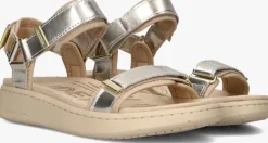 gouden woden platte sandalen line heritage