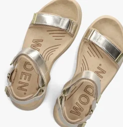 gouden woden platte sandalen line heritage