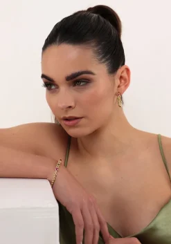 goudkleurig notre-v oorbellen earring stone multi