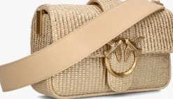 goudkleurig pinko schoudertas love one mini slouchy
