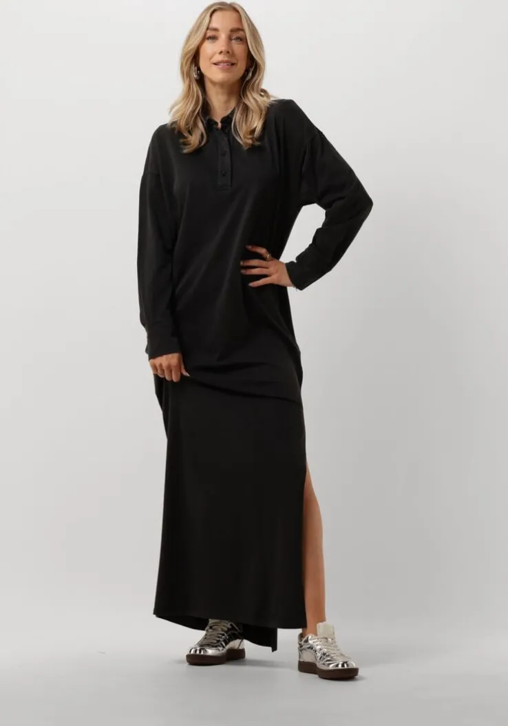 grijze alix the label maxi jurk ladies knitted maxi polo dress