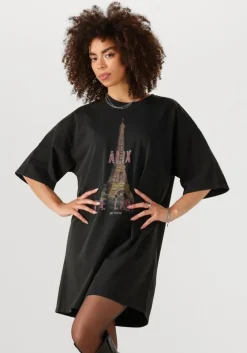 grijze alix the label mini jurk ladies knitted paris t-shirt dress