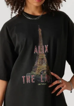grijze alix the label mini jurk ladies knitted paris t-shirt dress