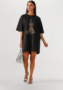 grijze alix the label mini jurk ladies knitted paris t-shirt dress