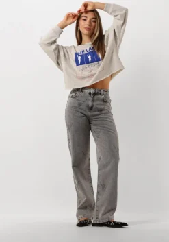 grijze alix the label wide jeans ladies woven strass bull pants