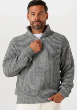 grijze american vintage trui crashway half zip h