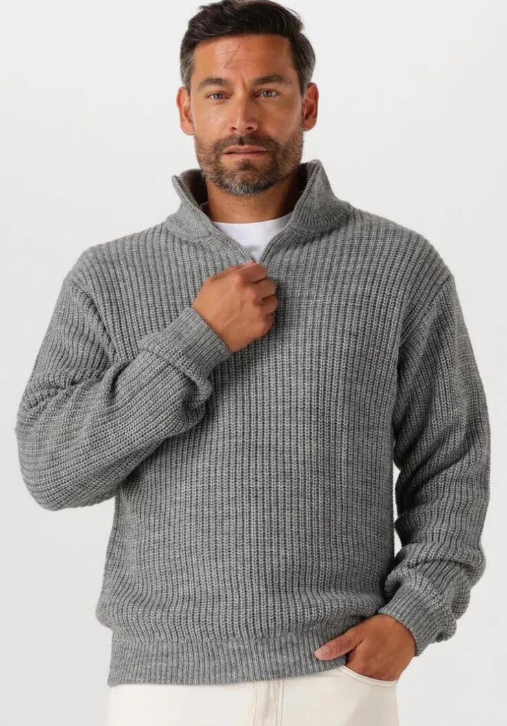 grijze american vintage trui crashway half zip h