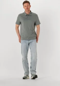 grijze calvin klein polo ss supima chest emb