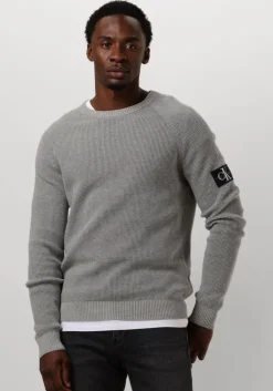 grijze calvin klein sweater badge easy sweater