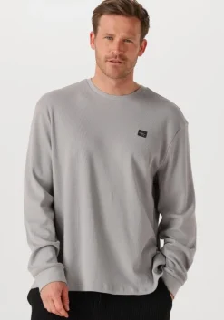 grijze calvin klein trui ls waffle badge crewnk tee