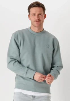 grijze calvin klein trui interlock crew neck