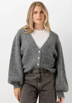 grijze co'couture vest corelie button knit