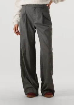 grijze gestuz wijde broek gzpaula melange mw wide pants