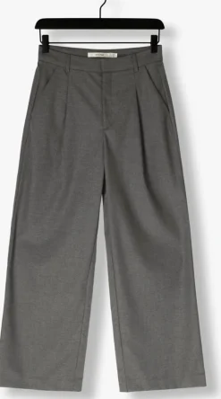 grijze gestuz wijde broek gzpaula melange mw wide pants