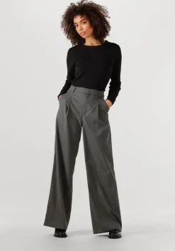 grijze gestuz wijde broek gzpaula melange mw wide pants