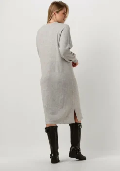 grijze minus midi jurk lilianne v-neck midi knit dress