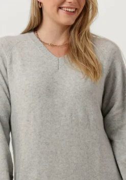 grijze minus midi jurk lilianne v-neck midi knit dress