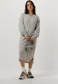 grijze minus midi jurk lilianne v-neck midi knit dress