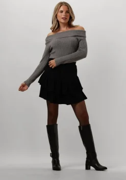 grijze minus trui fame off shoulder knit pullover
