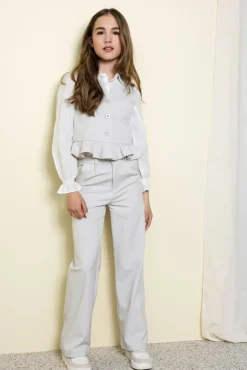 grijze nobell pantalon sayla girls wide pants silver grey