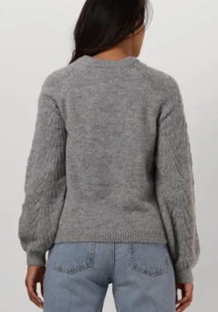 grijze object trui objflora re l/s knit pullover