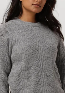 grijze object trui objflora re l/s knit pullover