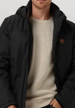 grijze pme legend gewatteerde jas semi long jacket strator melange twill