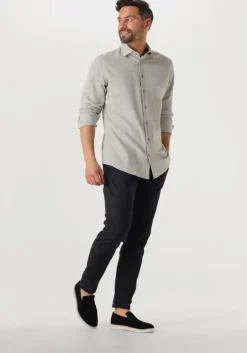 grijze profuomo klassiek overhemd shirt x-cutaway sc sf cotton linen